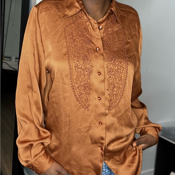 Brown silk top - Picture 1 of 4